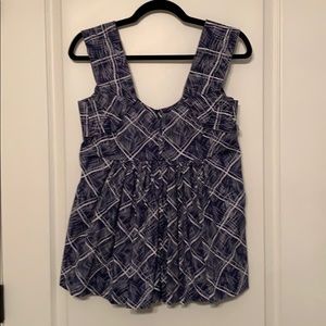 Blue/white sleeveless/poplin too